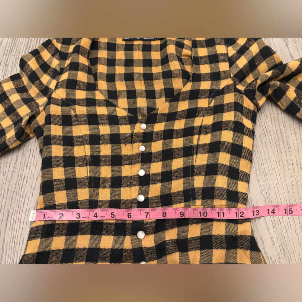 NWT For Love & Lemons Plaid Print V-Neck Open Back Romper Size M - Picture 10 of 12